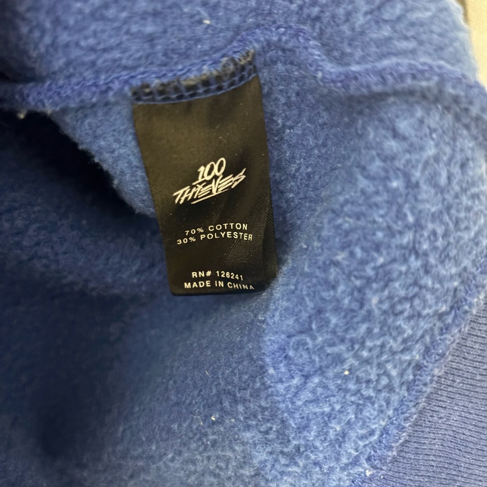 100 Thieves Men's Royal Blue Crewneck Sweater - Picture 8 of 8